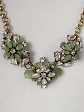 J. Crew Rhinestones Key Lime Accents Statement Necklace